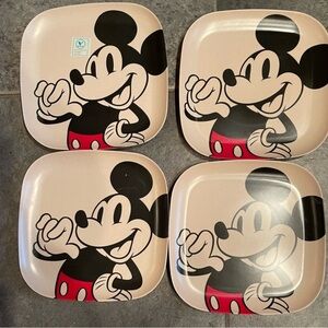 Disney Mickey Mouse Square Plates - Black and Red vintage plates vintage